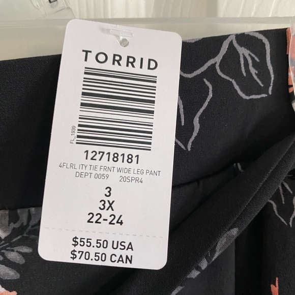 NWT ~ Torrid size 3 ~ Black and Flower Wide Leg pants! - Picture 3 of 9